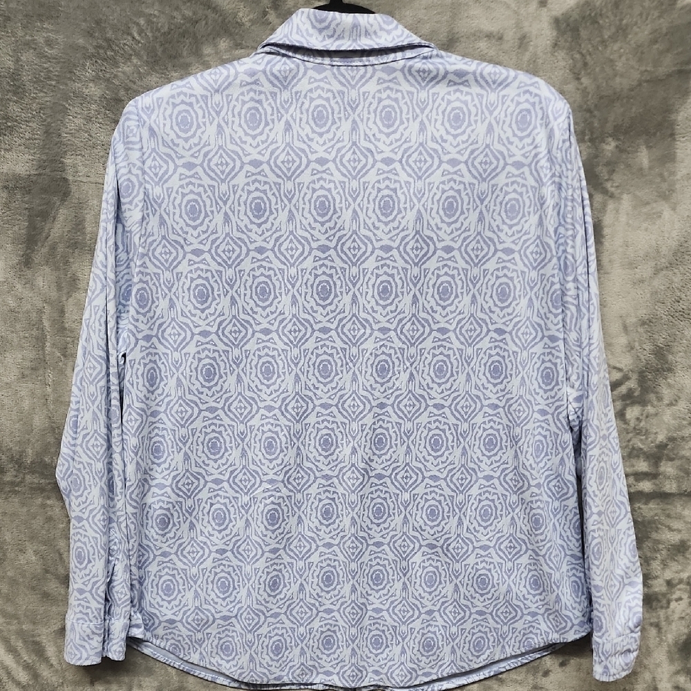 Chico's Sky Blue Patterned Button Down Shirt sz 2… - image 6